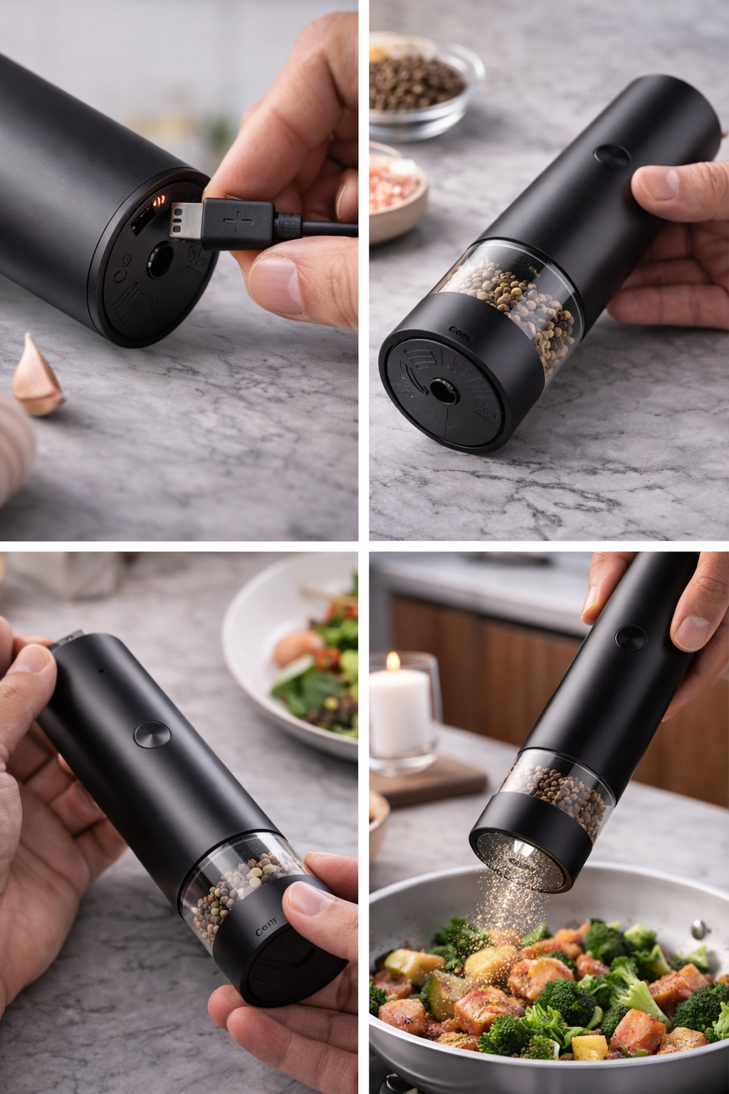 LuxeGrind Rechargeable Pepper & Salt Grinder