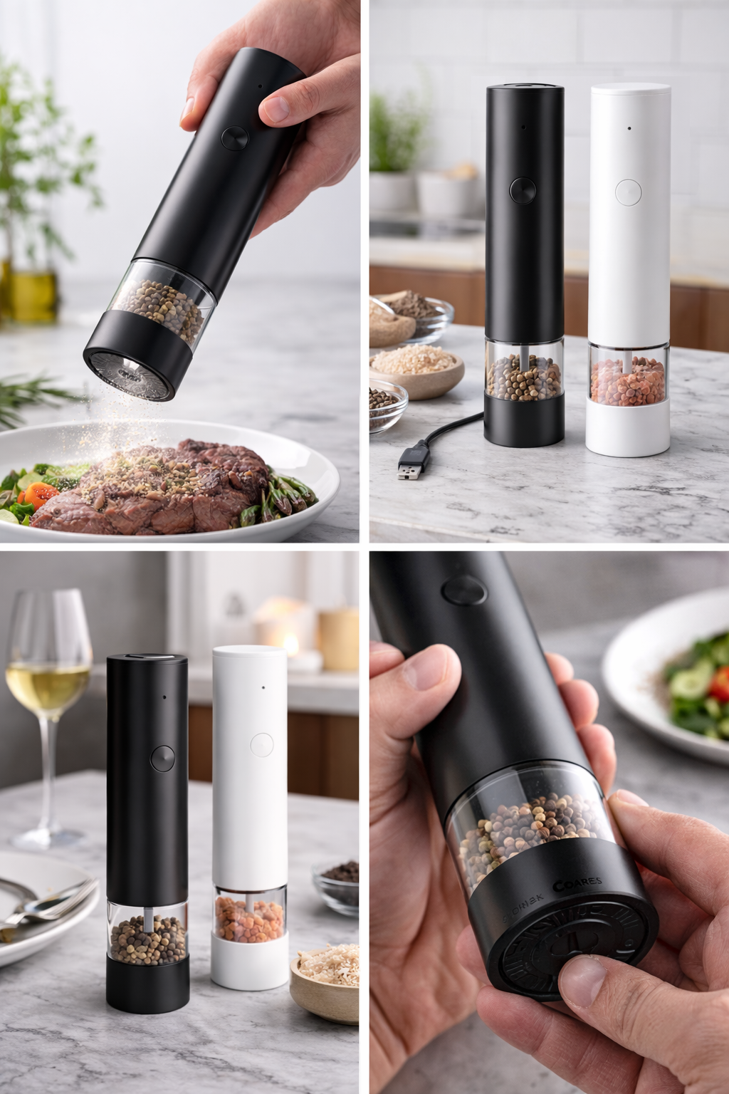 LuxeGrind Rechargeable Pepper & Salt Grinder