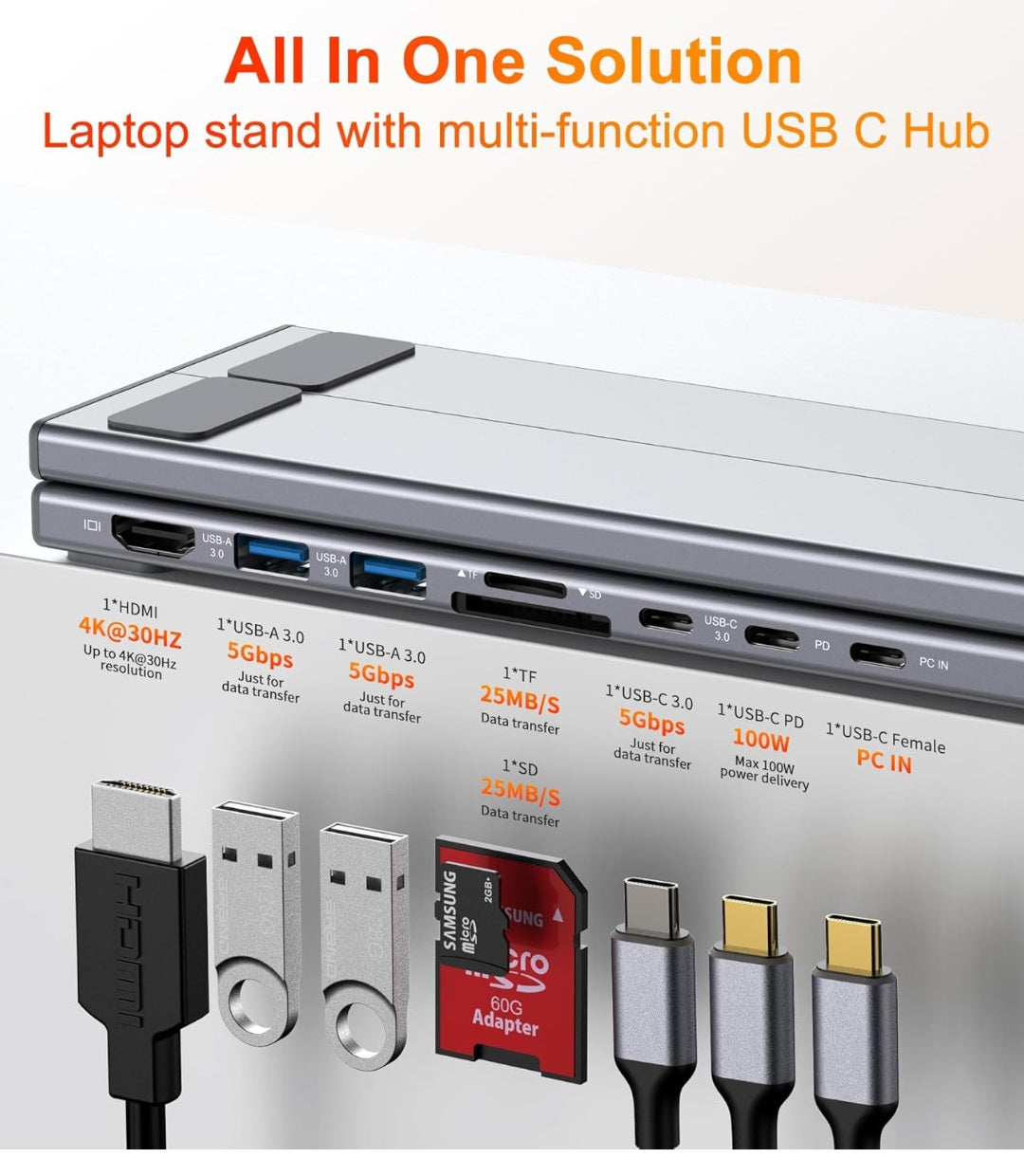 Multiport USB-C Dock with Foldable Stand