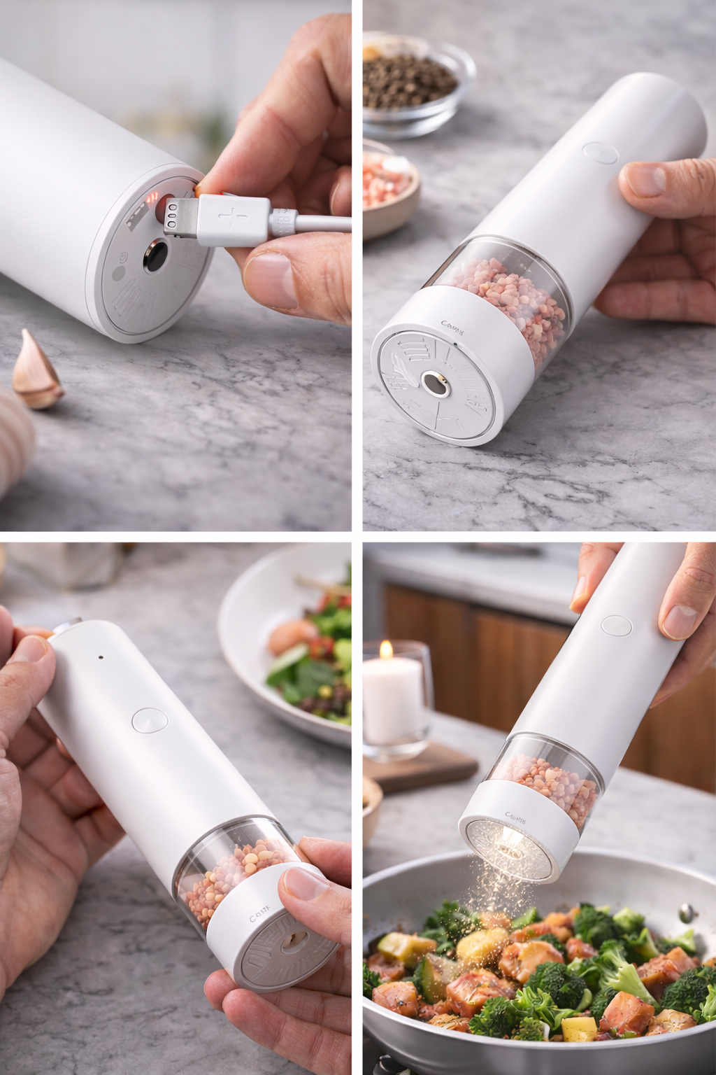 LuxeGrind Rechargeable Pepper & Salt Grinder